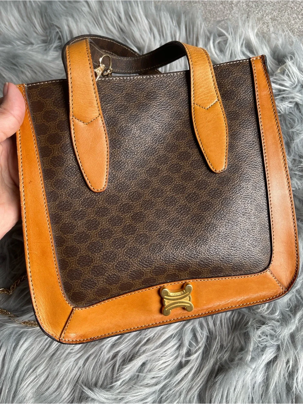 Authentic vintage Celine canvas satchel bag
